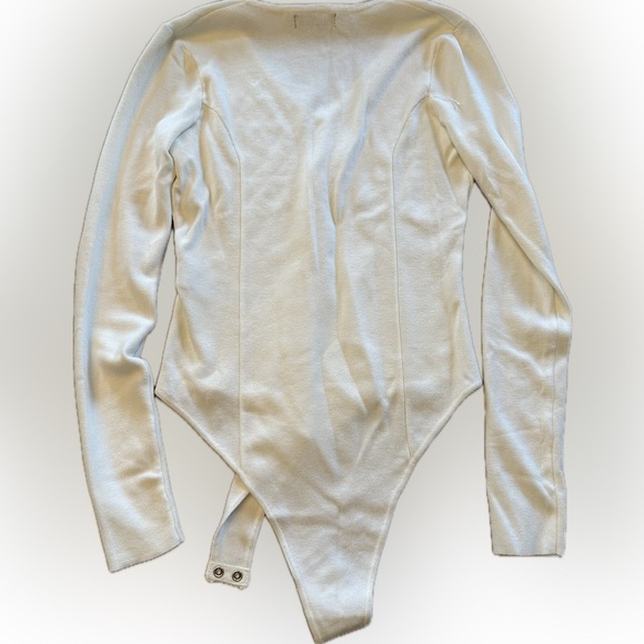 Forever 21 Sweater Knit One Piece Bodysuit White Women’s Size Medium - Picture 3 of 5